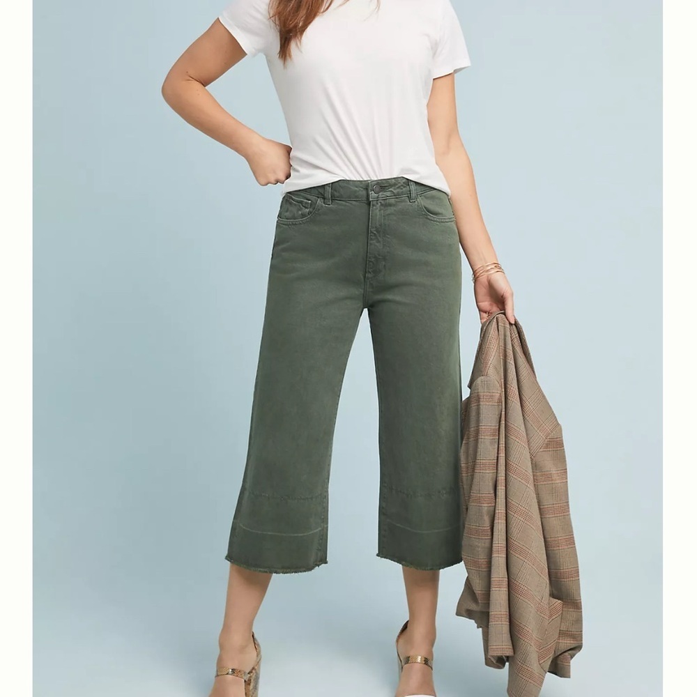 DL1961 by Anthropologie Hepburn Ultra High-Rise Cropped Wide-Leg Jeans Size 28